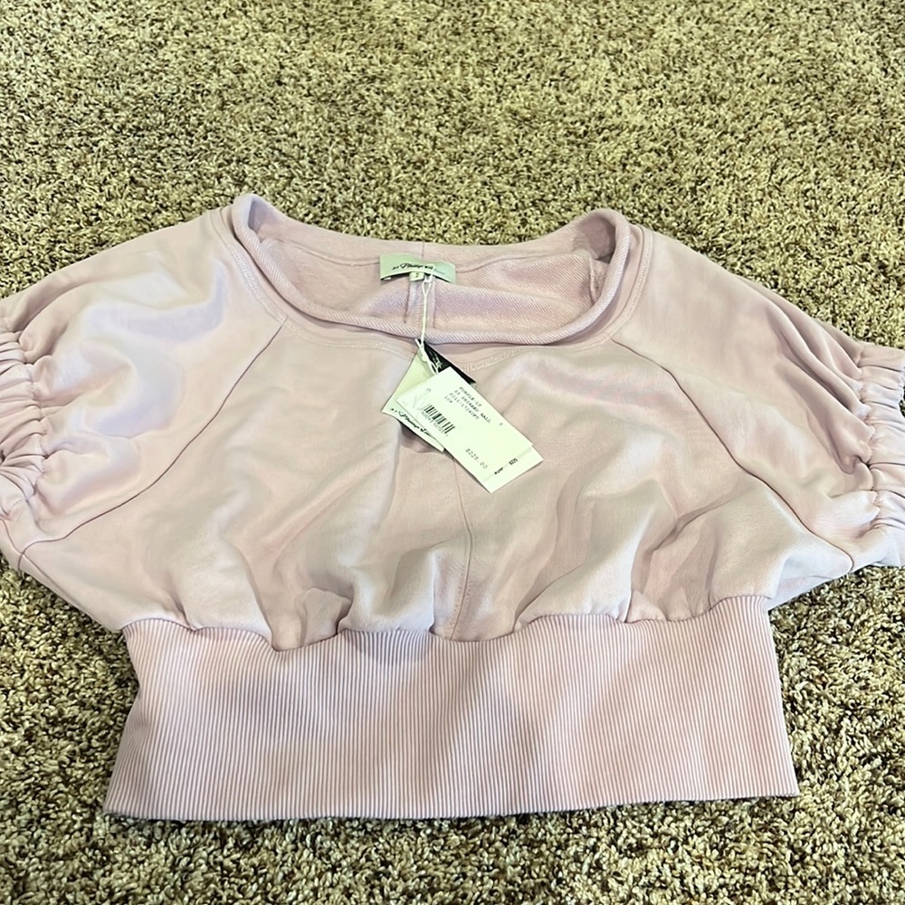 3.1 Philip Lim Shirred Short Sleeve Sweatshirt